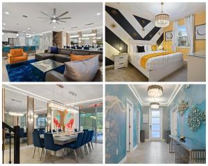 un collage di quattro foto di una camera d'albergo di Top 5 percent Luxury Villa at Storey Lake mins to Disney a Kissimmee